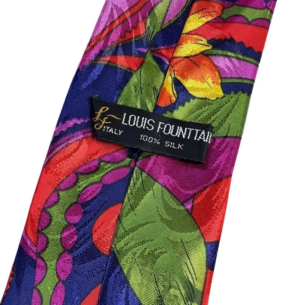 Vintage 1990s Louis Founttain Paisley Floral Tie
